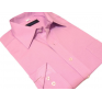 Wizytowa koszula męska na spinki lub guzik różowa w paski
