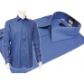 Wizytowa koszula męska niebieska gładka z mankietem na guzik lub spinki Fazzini.