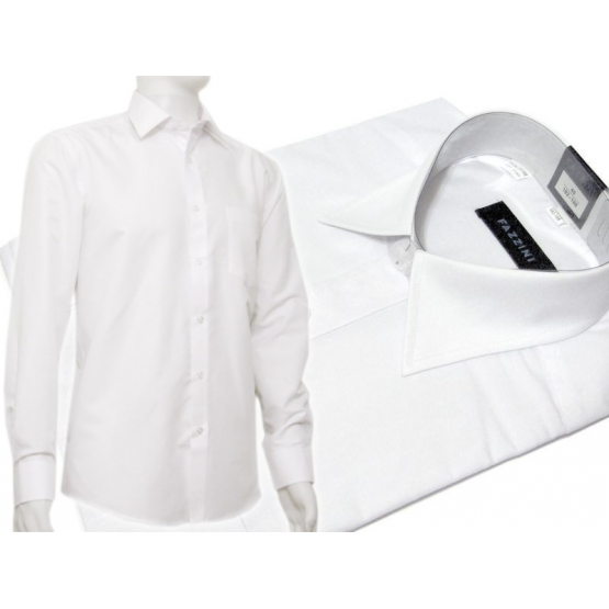 Koszula męska biała gładka klasyczna o kroju regular Fazzini