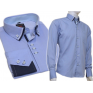 Wizytowa koszula z podwójnym kołnierzykiem button down niebieska-indygo