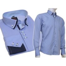 Wizytowa koszula z podwójnym kołnierzykiem button down niebieska-indygo