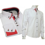 Biała koszula button down z czerwonymi wykończeniami SLIM