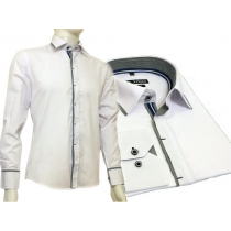 Biała koszula męska kryta plisa krój SLIM FIT