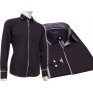 Fioletowa śliwkowa koszula męska kryta plisa krój SLIM FIT