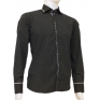 Elegancka koszula męska SLIM FIT w kropki czarna łaty