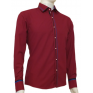 Koszula męska SLIM FIT ciemnoczerwona z kolorowymi wykończeniami