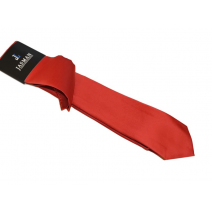 Wąski modny krawat jasna ostra CZERWIEŃ + poszetka