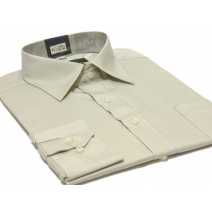 Koszula męska Slim-Fit szara-beżowa mankiet na spinki lub guzik