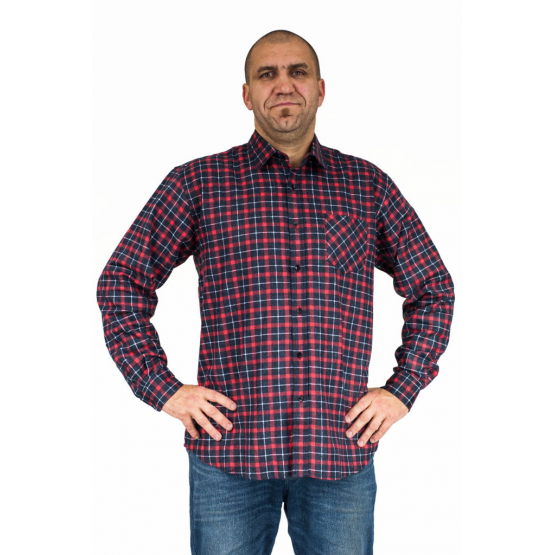 Flanelowa koszula męska w czarno-czerwoną kratę