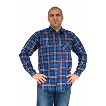 Flanelowa koszula męska w chabrowo-czarną kratę
