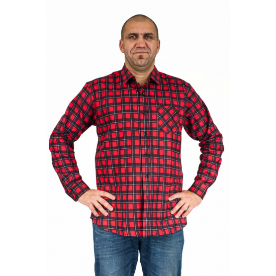 Flanelowa koszula męska w czerwono-czarną kratę