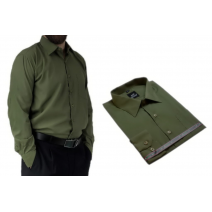 Wizytowa koszula męska zielona khaki elegancka Laviino dl128
