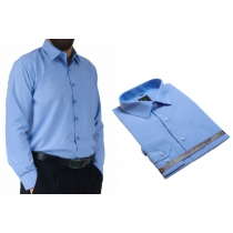 Wizytowa koszula męska niebieska indygo Laviino elegancka
