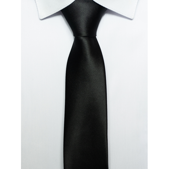 Elegancki krawat śledź czarny gładki wąski 6 cm