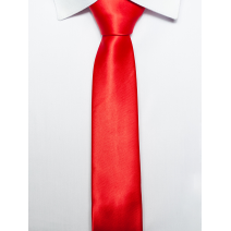 Krawat ŚLEDŹ KORALOWY czerwony gładki lekko błyszczący