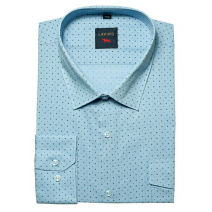 DUŻA koszula męska casual szaro-niebieska jasna w drobny wzorek dwie kieszenie