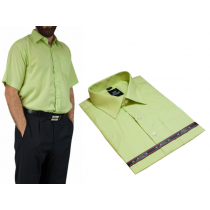 Koszula męska pistacjowa zielona BAWEŁNA z krótkim rękawem