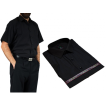 Elegancka czarna koszula męska krótki rękaw duże rozmiary