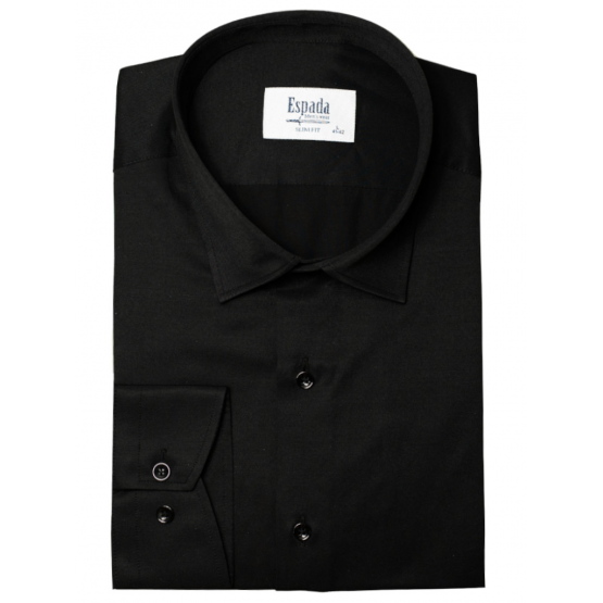 Czarna koszula męska slim fit biznesowa elegancka dopasowana Espada